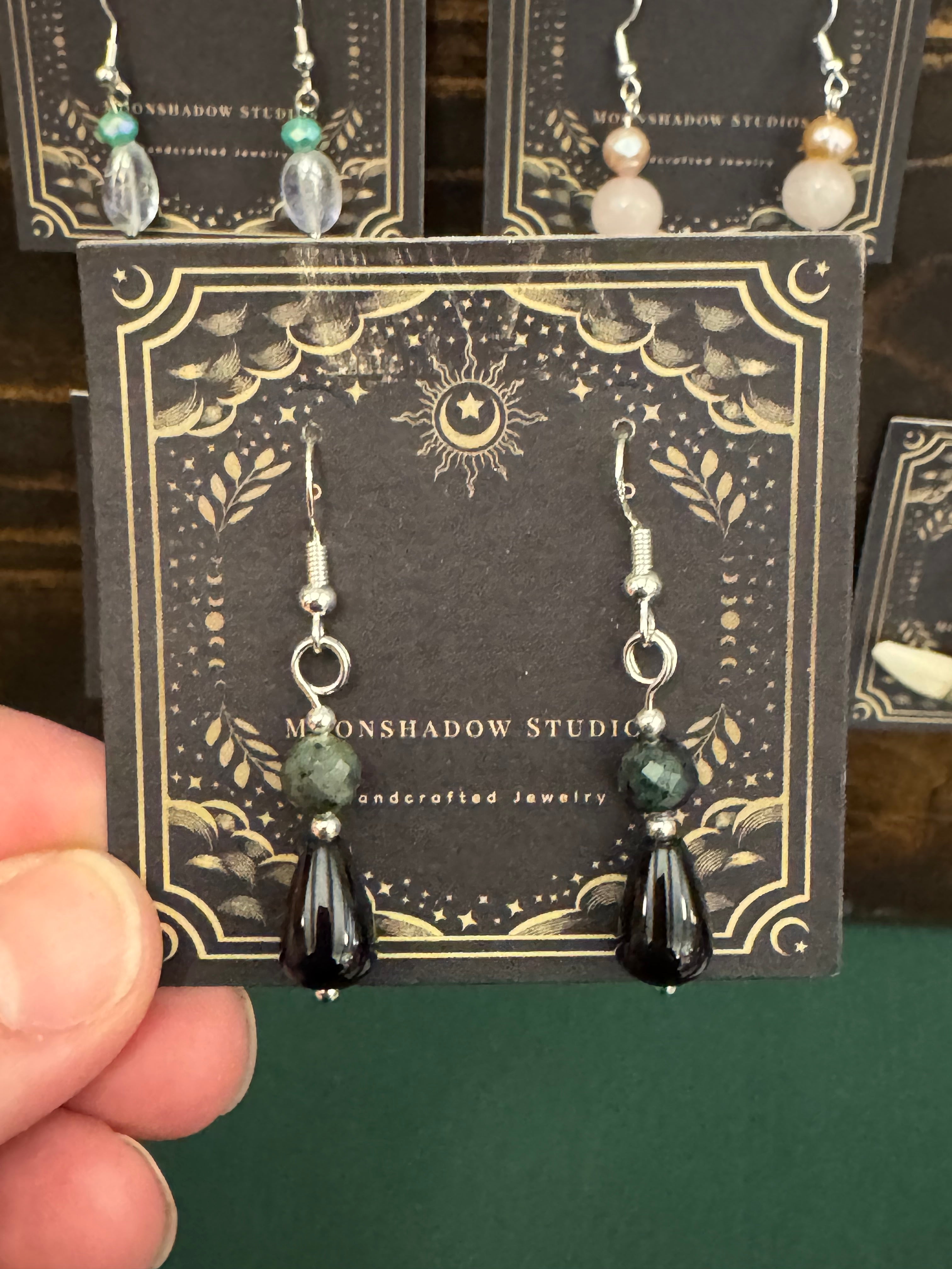 Emerald & Onyx earrings
