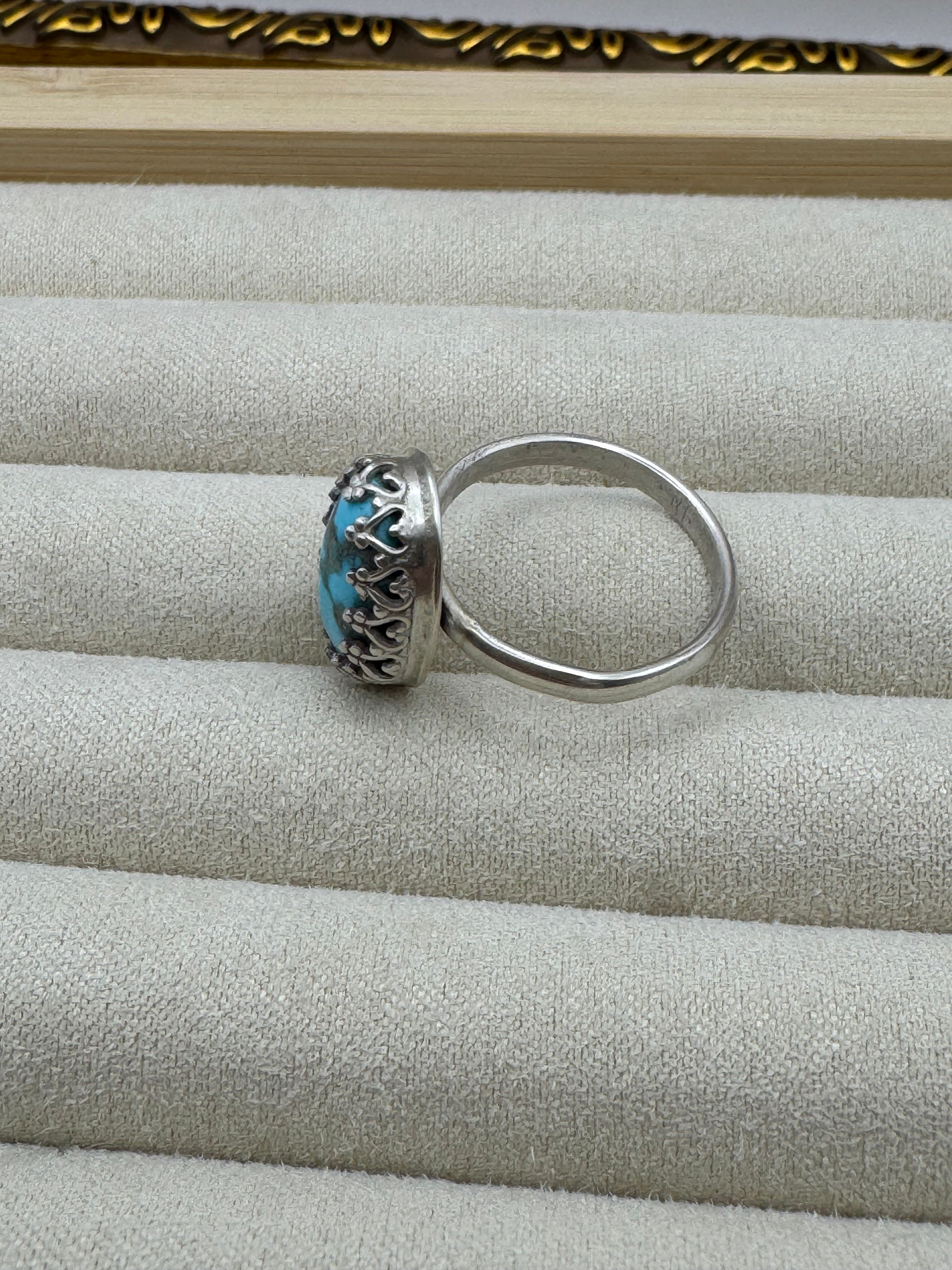 Turquoise crown bezel ring