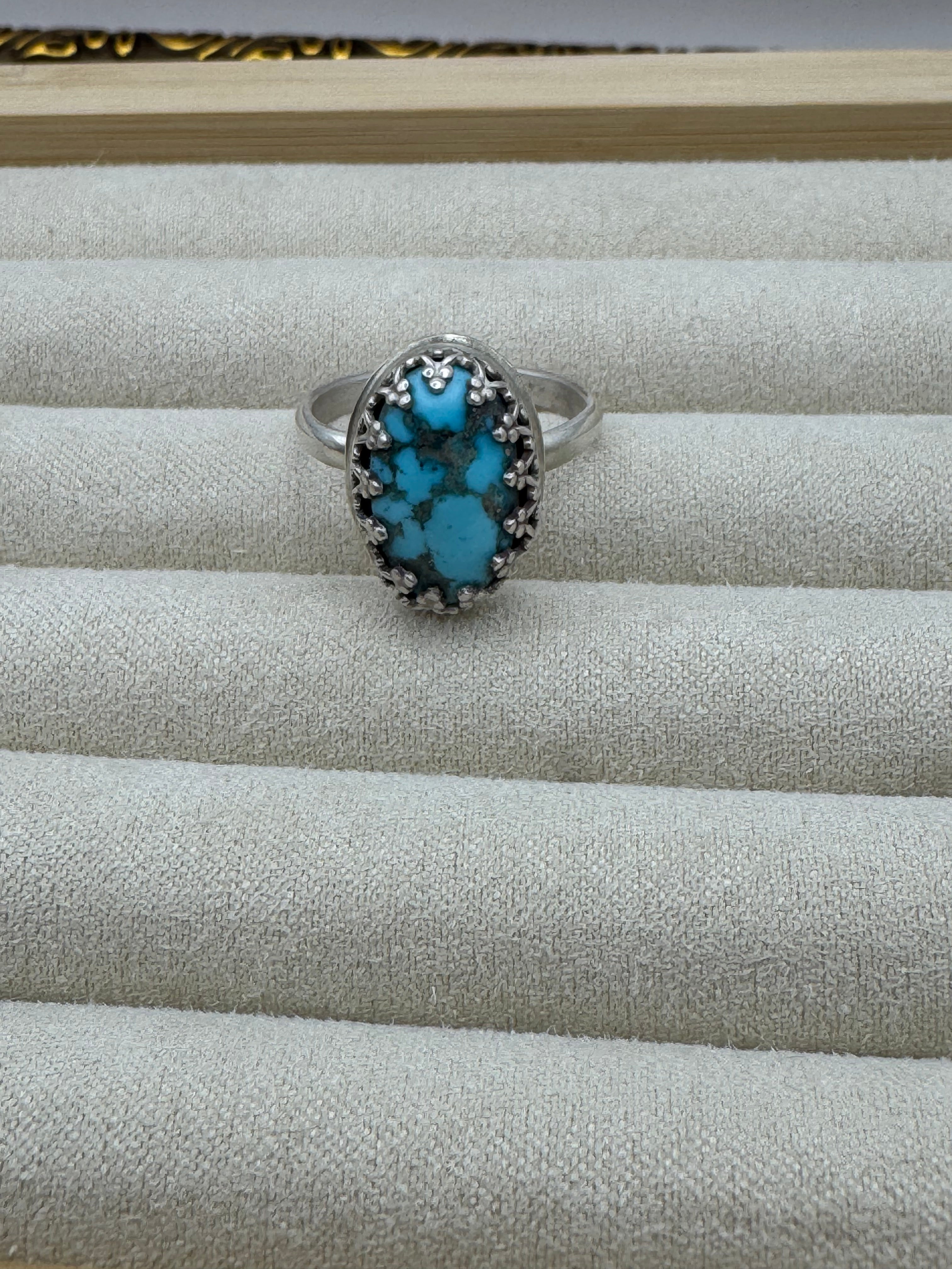 Turquoise crown bezel ring