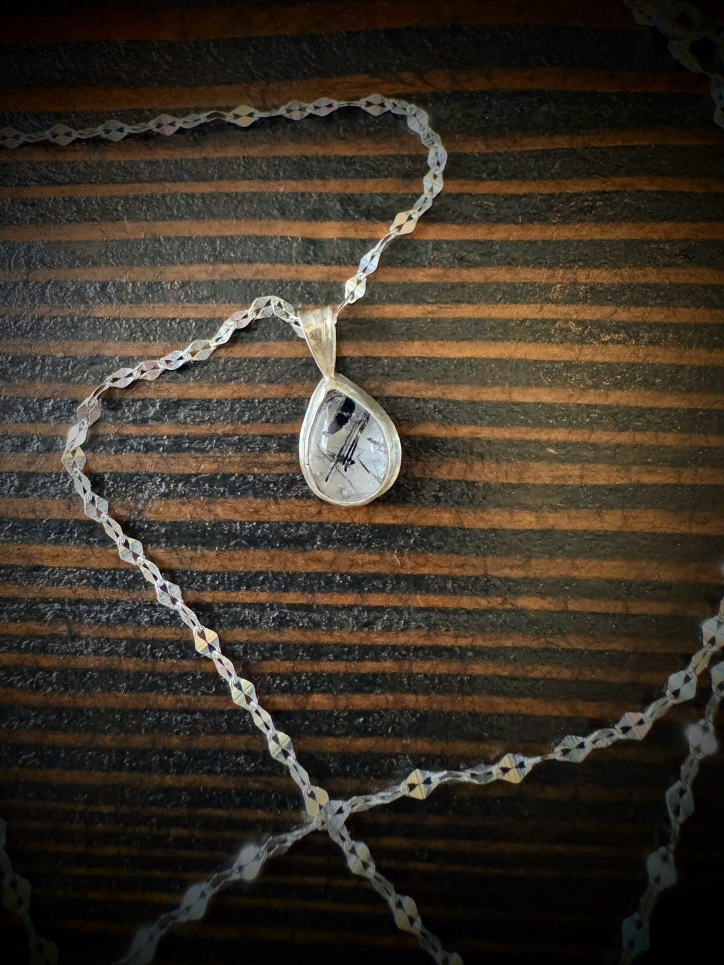Rutilated quartz teardrop pendant