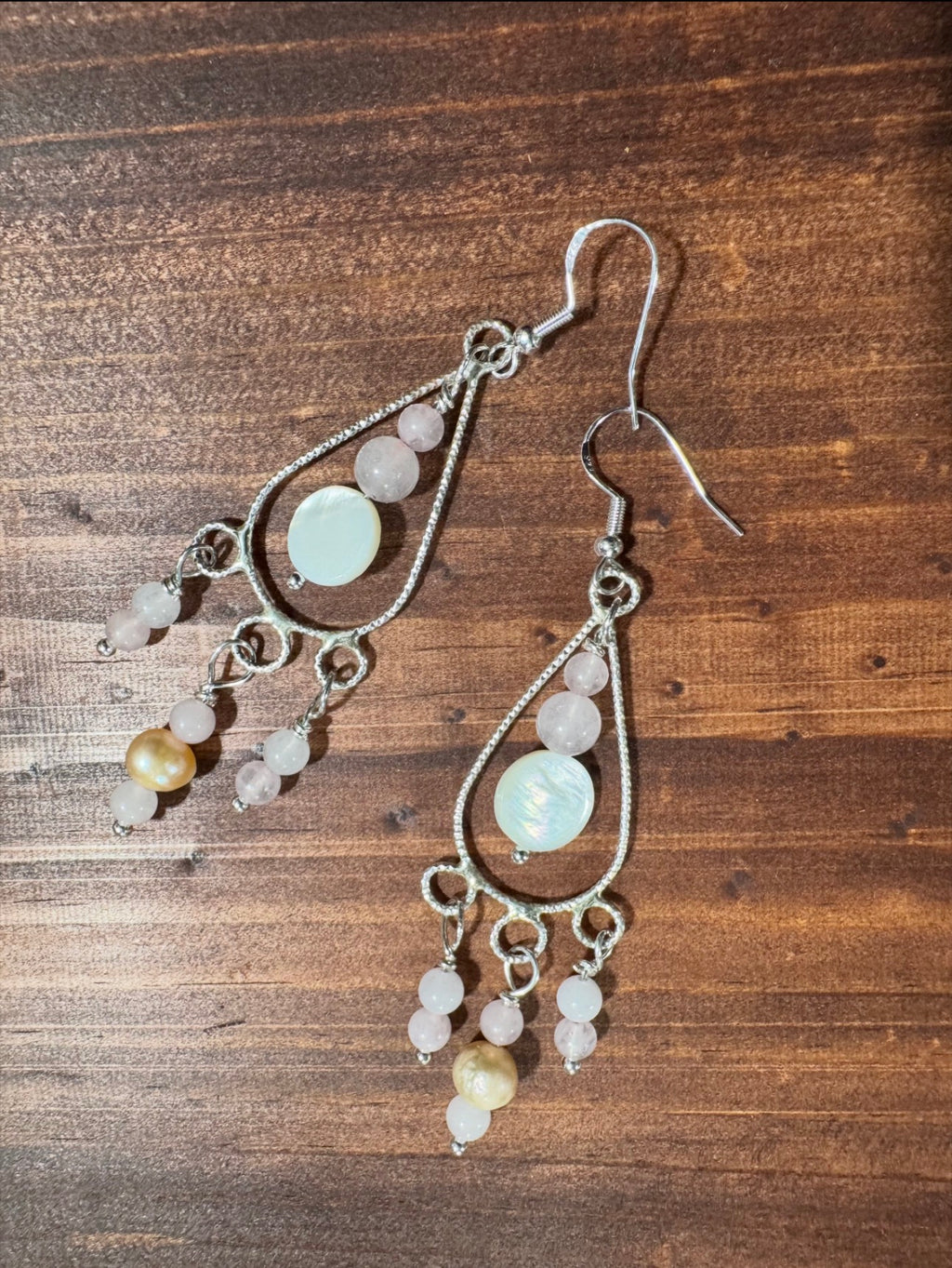 Rose Quartz Chandelier Earrings