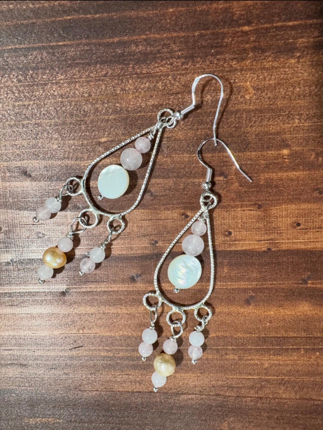 Rose Quartz Chandelier Earrings