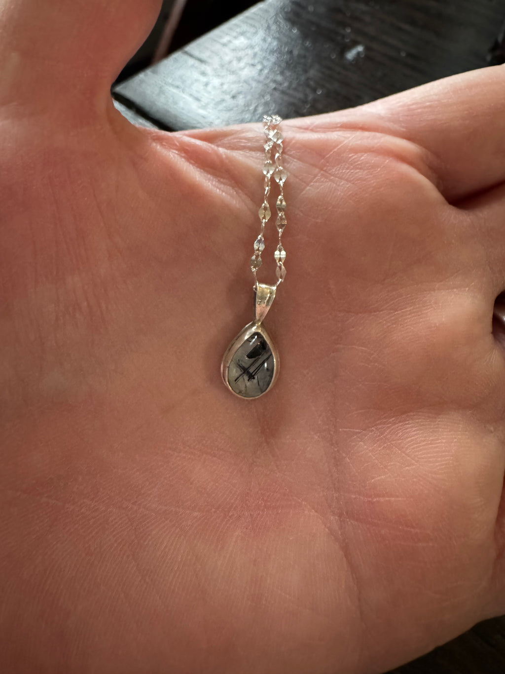 Rutilated quartz teardrop pendant